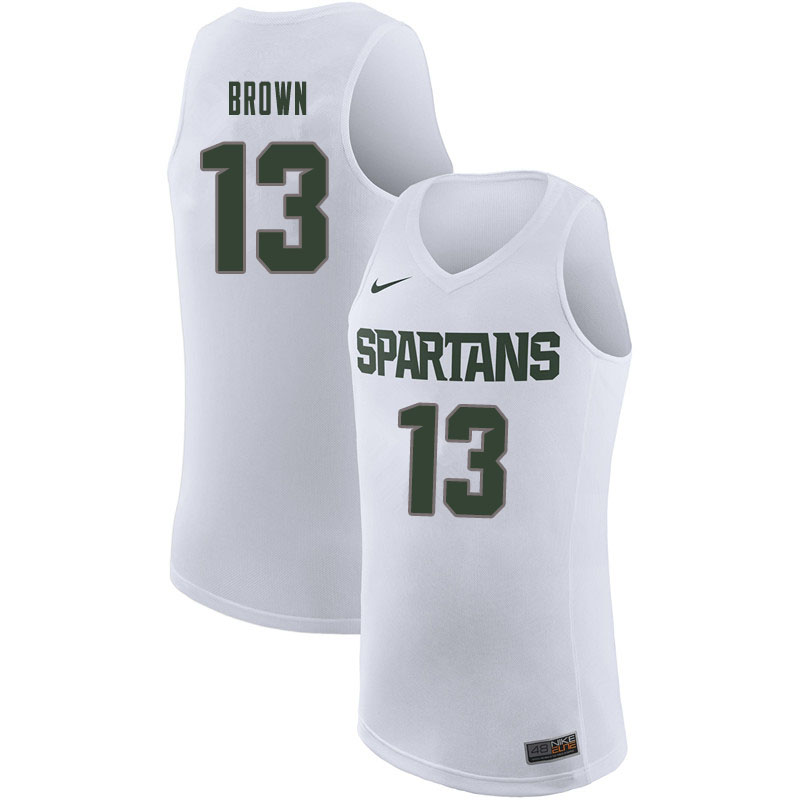 Men #13 Gabe Brown Michigan State Spartans College Basketball Jerseys Sale-White